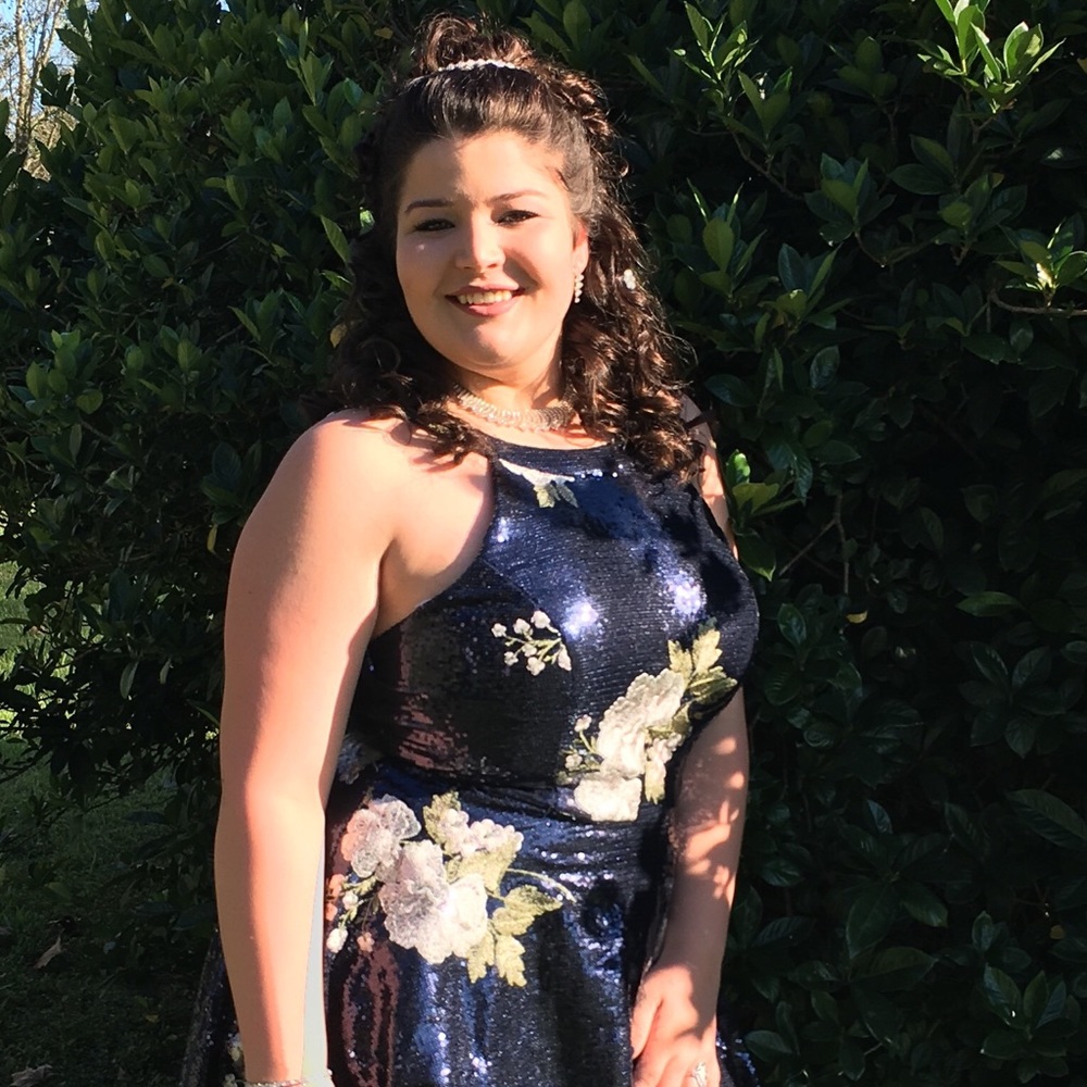 🔥Sleeveless sequins blue Homecoming dress🎉